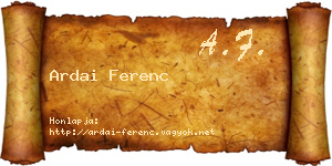 Ardai Ferenc névjegykártya