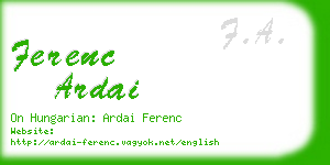 ferenc ardai business card
